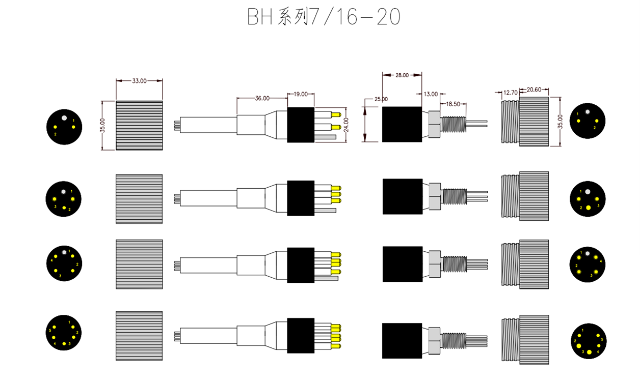 Connecteur Sous-Marin IL4F BH4M à 4 Broches