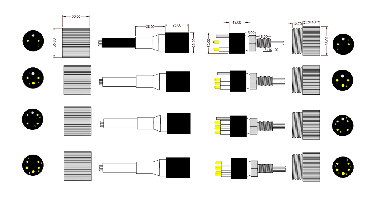 Connecteur Sous-Marin IL4F BH4M à 4 Broches