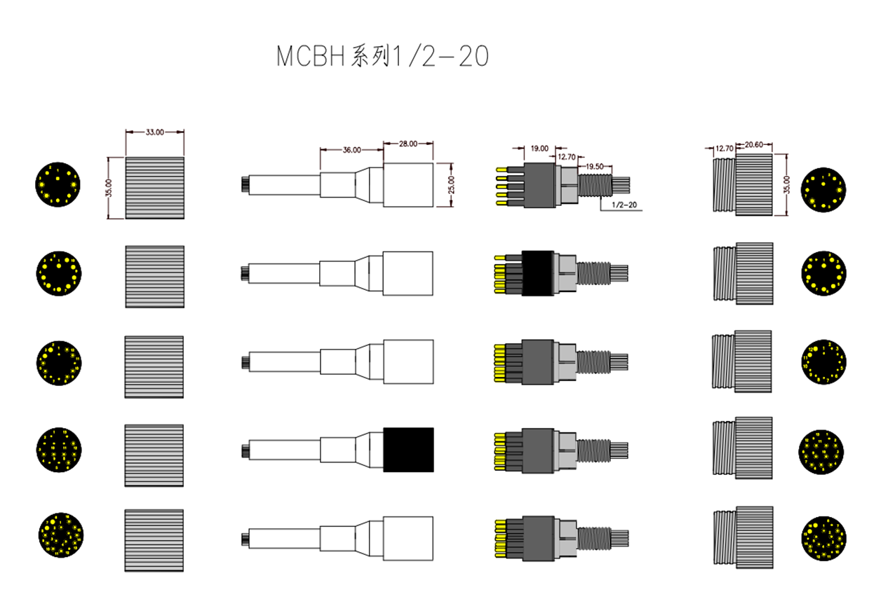 Connecteur Sous-Marin IL10F BH10M à 10 Broches