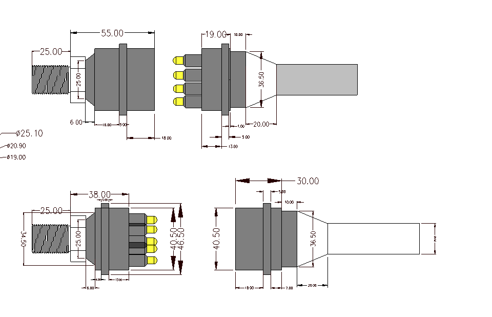 Connecteur Sous-Marin IL12M BH12F à 12 Broches